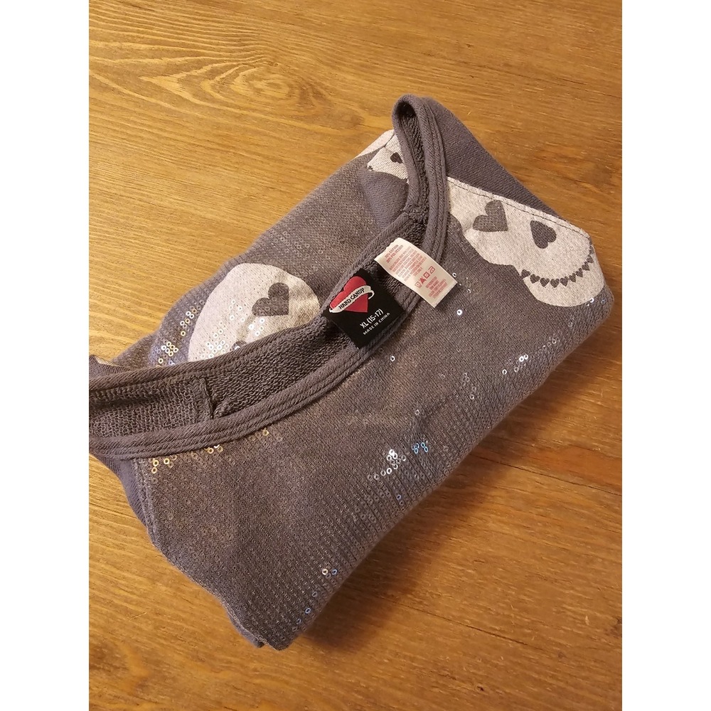 Hard Candy XL (15-17) Juniors Gray Sparkles Skull